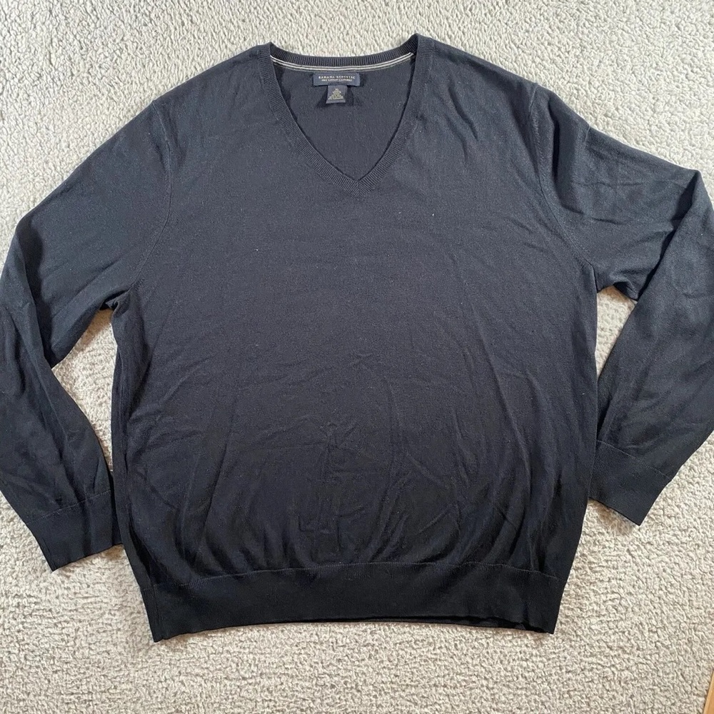 Banana Republic Sz M Silk Nylon Cashmere V-Neck Sweater Black Long Sleeve V-Neck